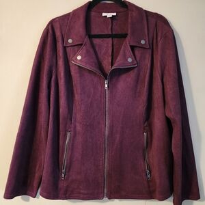 Style & Co Faux Suede Plum Moto Jacket